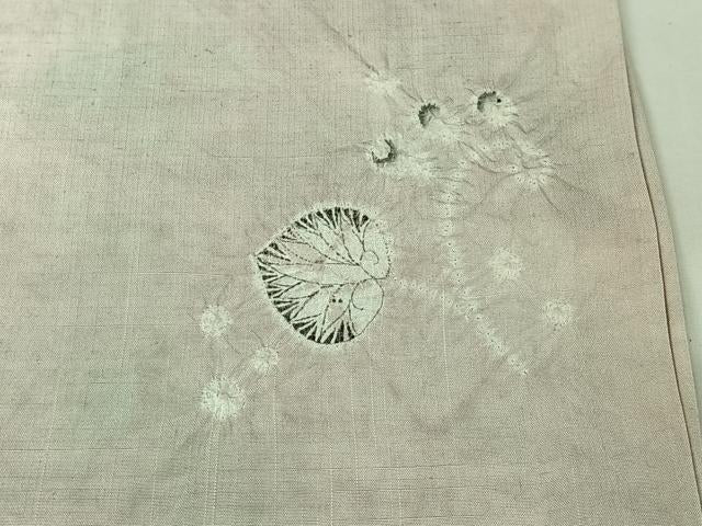 平和屋着物▽結城紬　単衣　ワンポイント　辻が花　証紙付き　正絹　逸品　AABJ0267jh