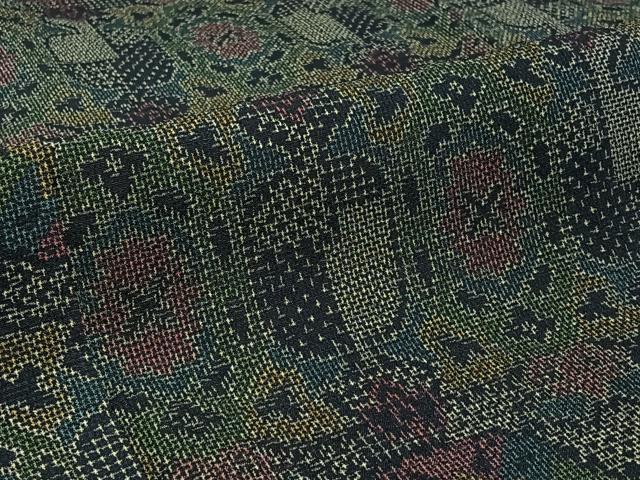平和屋着物▽本塩沢　単衣　幾何学文様　正絹　逸品　AABJ0268jh