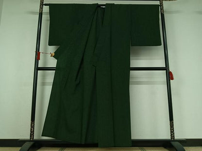 平和屋着物▽お召　単衣　霞文　銀通し地　正絹　逸品　AABJ0269jh
