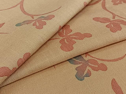平和屋着物▽お召　単衣　草花文　正絹　逸品　AABJ0271jh