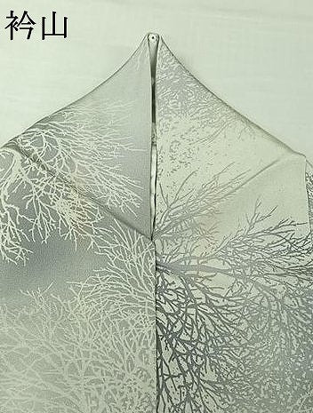 平和屋着物▽宝華風　小紋　単衣　樹林文　暈し染め　反端付き　正絹　逸品　AABJ0272jh
