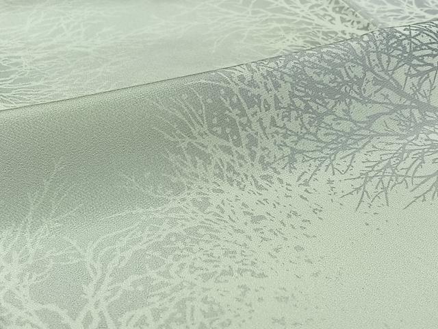 平和屋着物▽宝華風　小紋　単衣　樹林文　暈し染め　反端付き　正絹　逸品　AABJ0272jh