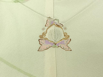平和屋着物▽訪問着　単衣　作家物　流水花文　暈し染め　金彩　正絹　逸品　AABJ0275jh