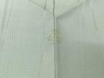平和屋着物▽お召　単衣　変わり縞　月白色　正絹　逸品　未使用　AABJ0276jh