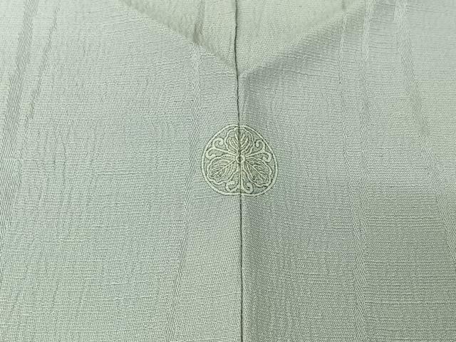 平和屋着物▽お召　単衣　変わり縞　月白色　正絹　逸品　未使用　AABJ0276jh