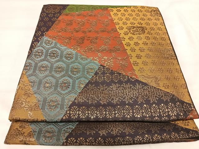 平和屋着物◎西陣　六通柄　本袋帯　切嵌文　金糸　正絹　逸品　AABJ0282yx