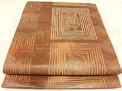 平和屋着物◎六通柄袋帯　孔雀文　金糸　正絹　逸品　AABJ0284yx