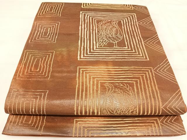 平和屋着物◎六通柄袋帯　孔雀文　金糸　正絹　逸品　AABJ0284yx