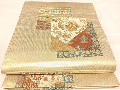 平和屋着物◎六通柄袋帯　唐織　正倉院名物裂集紋　金糸　正絹　逸品　AABJ0288yx