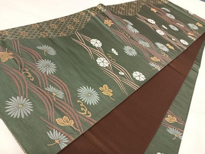 平和屋着物◎六通柄京袋帯　立波花文　金糸　正絹　逸品　AABJ0289yx