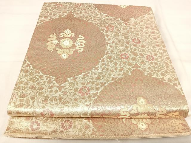 平和屋着物◎六通柄袋帯　草花文　二重箔織　正絹　逸品　AABJ0296yx