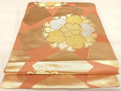 平和屋着物◎六通柄　本袋帯　唐織　舞花文　金銀糸　正絹　逸品　AABJ0297yx