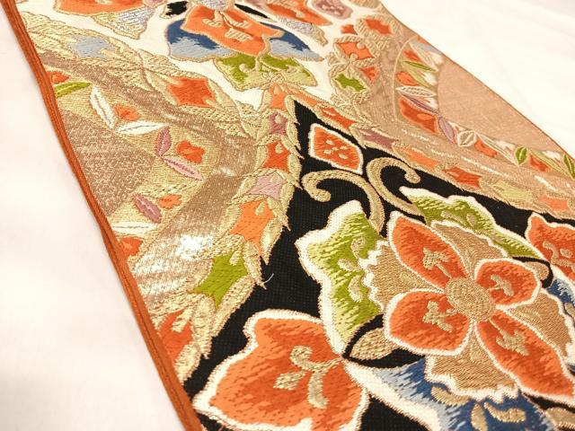 平和屋着物◎六通柄　本袋帯　唐織　草花文　金銀糸　正絹　逸品　AABJ0300yx