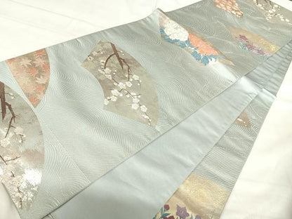 平和屋着物◎六通柄袋帯　唐織　地紙花文　金銀糸　正絹　逸品　AABJ0304yx