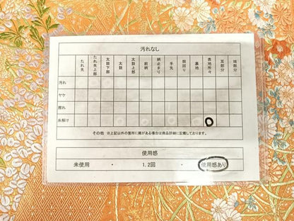 平和屋着物◎六通柄袋帯　唐織　草花文　金糸　正絹　逸品　AABJ0306yx