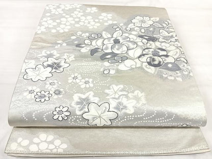 平和屋着物◎六通柄袋帯　唐織　辻が花　銀糸　正絹　逸品　AABJ0309yx