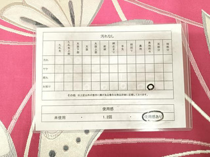 平和屋着物◎六通柄袋帯　唐織　舞蝶文　銀糸　正絹　逸品　AABJ0314yx