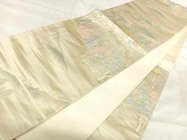平和屋着物◎六通柄袋帯　唐織　遠山風景文　金銀糸　正絹　逸品　AABJ0315yx
