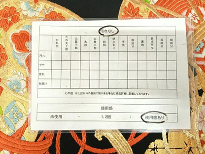 平和屋着物◎六通柄袋帯　唐織　花鼓文　黒地　金銀糸　正絹　逸品　AABJ0336yx