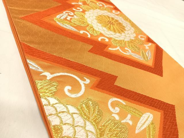 平和屋着物◎六通柄袋帯　唐織　松皮菱花文　金銀糸　正絹　逸品　AABJ0337yx