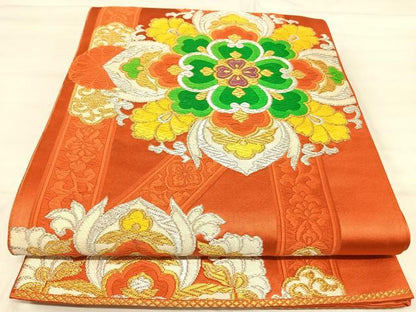 平和屋着物◎六通柄袋帯　唐織　舞花文　金銀糸　正絹　逸品　AABJ0339yx