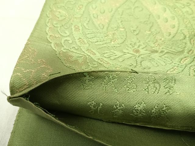 平和屋着物◎六通柄袋帯　唐織　古代名物裂　孔雀華紋　金糸　正絹　逸品　AABJ0341yx
