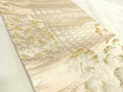 平和屋着物◎六通柄袋帯　清水寺　金銀糸　正絹　逸品　AABJ0344yx