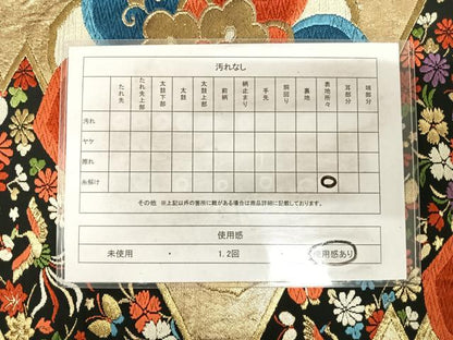 平和屋着物◎六通柄袋帯　唐織　花鳥文　黒地　金銀糸　正絹　逸品　AABJ0367yx