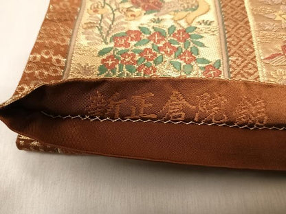 平和屋着物◎六通柄袋帯　唐織　新正倉院錦　本草木染帯　金糸　正絹　逸品　AABJ0369yx