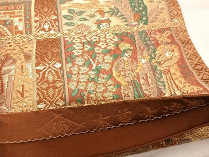 平和屋着物◎六通柄袋帯　唐織　新正倉院錦　本草木染帯　金糸　正絹　逸品　AABJ0369yx