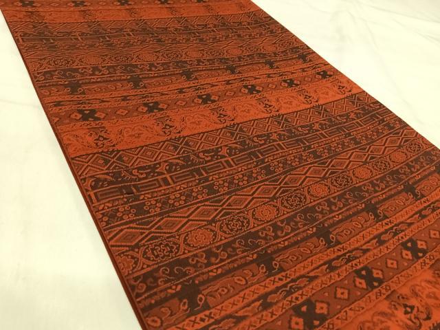 平和屋着物◎全通柄袋帯　横段花文　正絹　逸品　AABJ0372yx