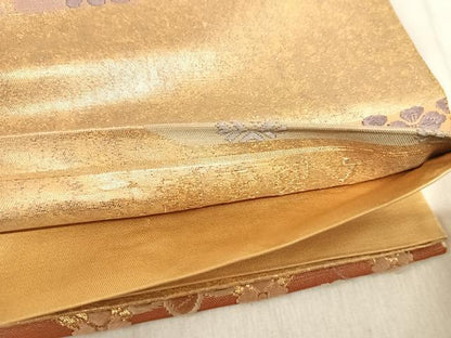 平和屋着物◎六通柄袋帯　唐織　三霞雲裂文　金糸　正絹　逸品　AABJ0376yx