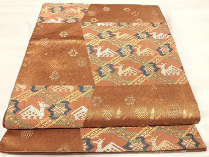 平和屋着物◎六通柄袋帯　作家物　有栖川鹿文　金銀糸　正絹　逸品　AABJ0384yx