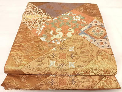 平和屋着物◎六通柄袋帯　唐織　作家物　宝趣古代裂　金銀糸　正絹　逸品　AABJ0387yx