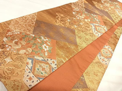 平和屋着物◎六通柄袋帯　唐織　作家物　宝趣古代裂　金銀糸　正絹　逸品　AABJ0387yx