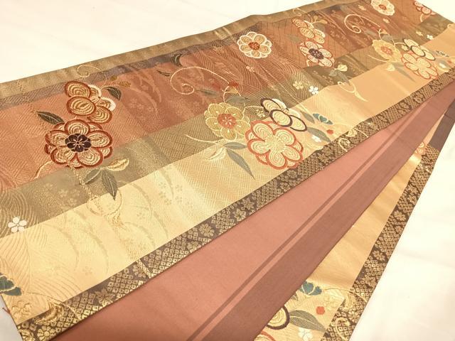 平和屋着物◎六通柄袋帯　唐織　花唐草文　金糸　正絹　逸品　AABJ0389yx