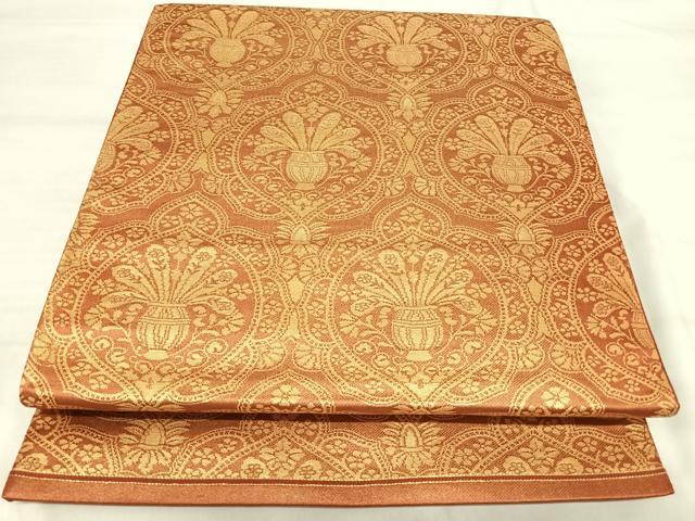 平和屋着物◎六通柄袋帯　飾花文　金糸　正絹　逸品　AABJ0398yx