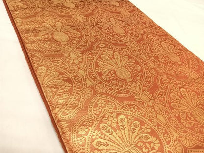 平和屋着物◎六通柄袋帯　飾花文　金糸　正絹　逸品　AABJ0398yx