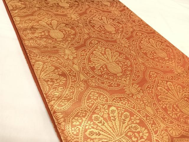 平和屋着物◎六通柄袋帯　飾花文　金糸　正絹　逸品　AABJ0398yx