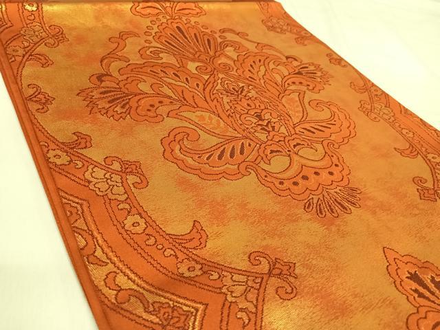平和屋着物◎六通柄袋帯　更紗花文　金糸　正絹　逸品　AABJ0405yx