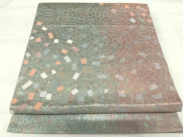 平和屋着物◎六通柄袋帯　箔楽　抽象文様　正絹　逸品　AABJ0408yx