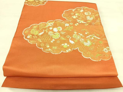 平和屋着物◎六通柄袋帯　唐織　宝づくし　金銀糸　正絹　逸品　AABJ0409yx
