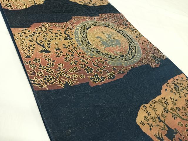 平和屋着物◎六通柄袋帯　狩猟文　金糸　正絹　逸品　AABJ0410yx