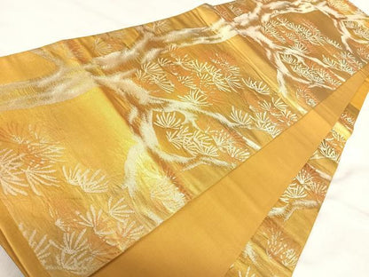 平和屋着物◎六通柄袋帯　松　金糸　正絹　逸品　AABJ0415yx