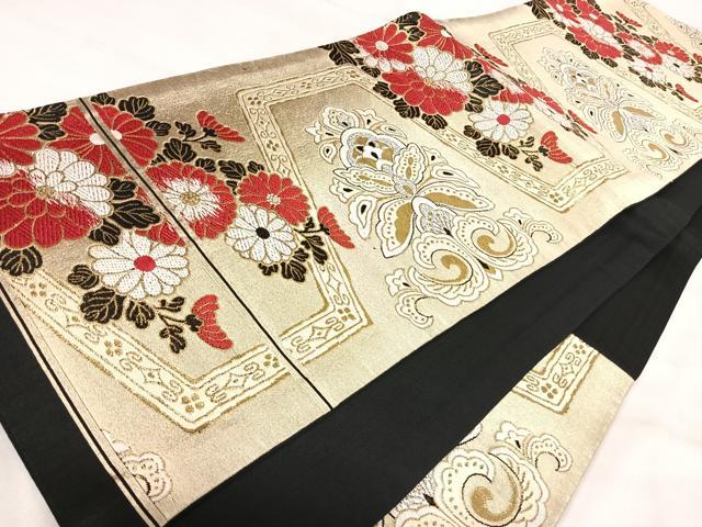 平和屋着物◎六通柄　京袋帯　唐織　草花文　金銀糸　正絹　逸品　AABJ0424yx