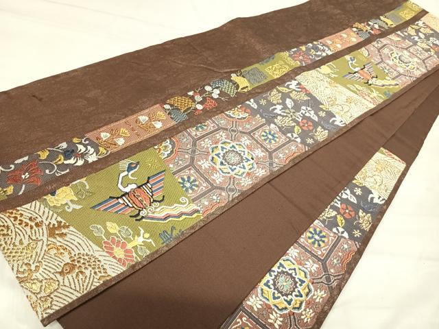 平和屋着物◎正倉院織成綴　六通柄袋帯　唐織　吉祥花文　金糸　正絹　逸品　AABJ0442yx