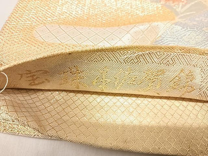 平和屋着物◎宝珠本加賀錦　六通柄袋帯　吉祥花文　九百錦　金糸　正絹　逸品　AABJ0446yx