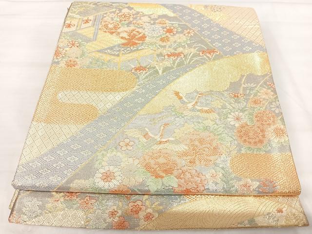 平和屋着物◎宝珠本加賀錦　六通柄袋帯　吉祥花文　九百錦　金糸　正絹　逸品　AABJ0446yx