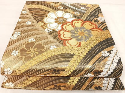 平和屋着物◎佐賀錦　六通柄袋帯　唐織　舞花文　金銀糸　正絹　逸品　AABJ0453yx