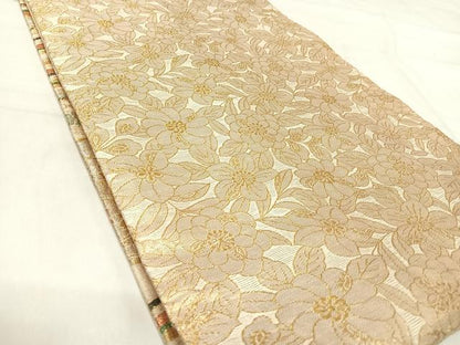平和屋着物◎佐賀錦　両面　六通柄袋帯　花蝶文　金銀糸　正絹　逸品　AABJ0456yx